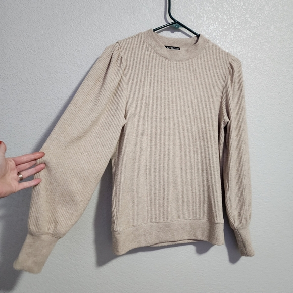 J.CREW Brushed rib puff-sleeve crewneck in latte size S - Picture 8 of 8